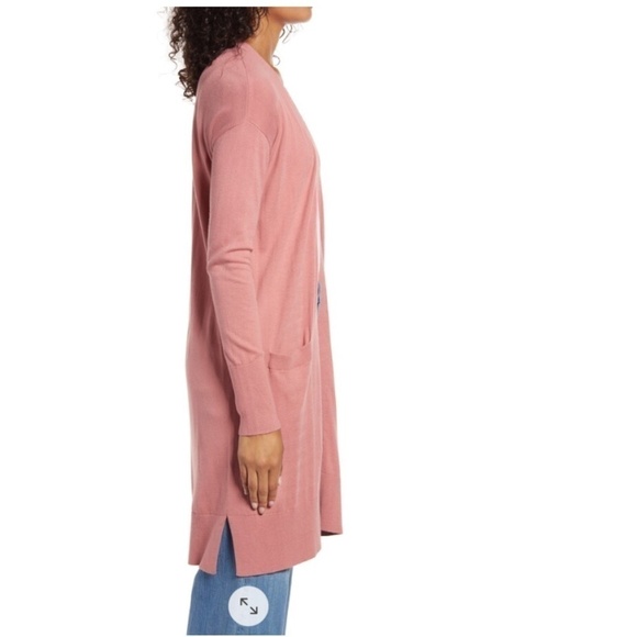 Halogen Pink Front Open Cashmere Blend Cardigan with Pockets - Picture 2 of 7